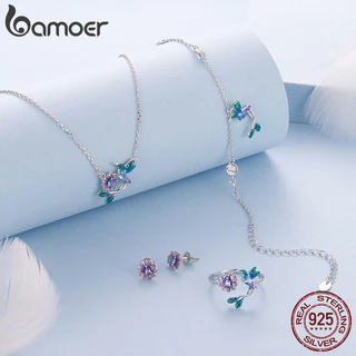 Brincos De Prata Esterlina 925 Bamoer Primavera Pássaro Flor Cor Roxa Série Joias Presentes Para Mulheres em Oferta na Shopee