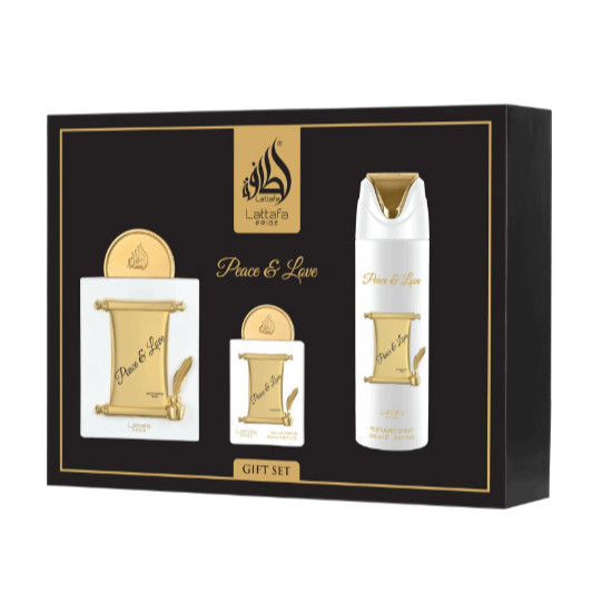 Kit de Perfume e Desodorante Corporal Lattafa Peace & Love Gift