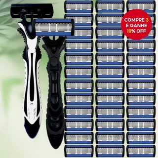 Novo conjunto de barbeador manual para homens e mulheres, lâminas de aço inoxidável de 6 camadas, material seguro e à em Oferta na Shopee