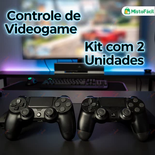 Kit com 2 Unidades Controles Dualshock 4 para PS4 com Touch Pad Clicável, Vibração e Alta Precisão nos Botões
