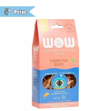 Petisco Wow Pet Para Gatos Sabor Peixe Crocante 100% Natural