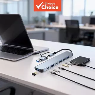 Hub USB-C de Alumínio com 7 Portas, Adaptador OTG Tipo 3.0 para Computador em Oferta na Shopee