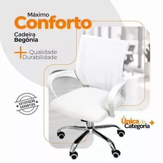 Cadeira De Escritório Oficial Begonia Mesh Giratória Branco