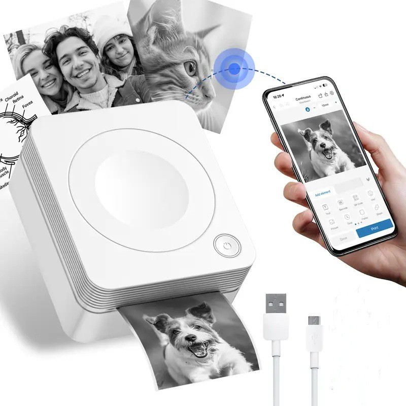 Impressora de Fotos Mini Portátil Sem Tinta Conexão Bluetooth para ...