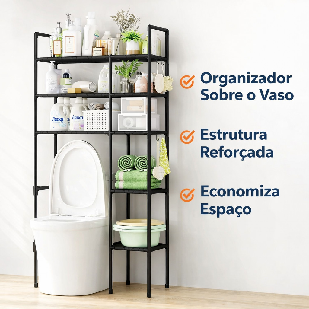 Prateleira Organizadora Multifuncional com Prateleiras Para Banheiro Duplo