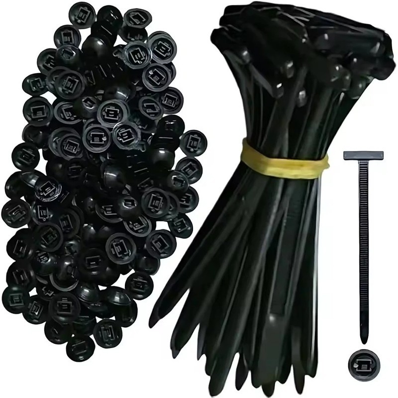 Kit 100 Abraçadeira Nylon Enforca Gato Fivela Cinta Plástica Tipo T Universal Travamento Automático Carro