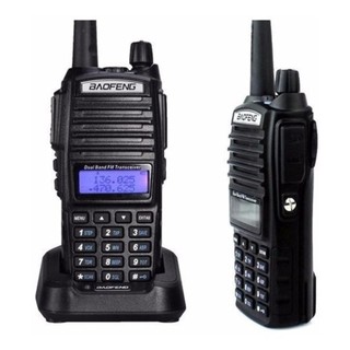 Rádio Comunicador Baofeng UV-82 Dual Band VHF UHF Rádio FM Profissional Recarregável com Fone de Ouvido e Base Carregado