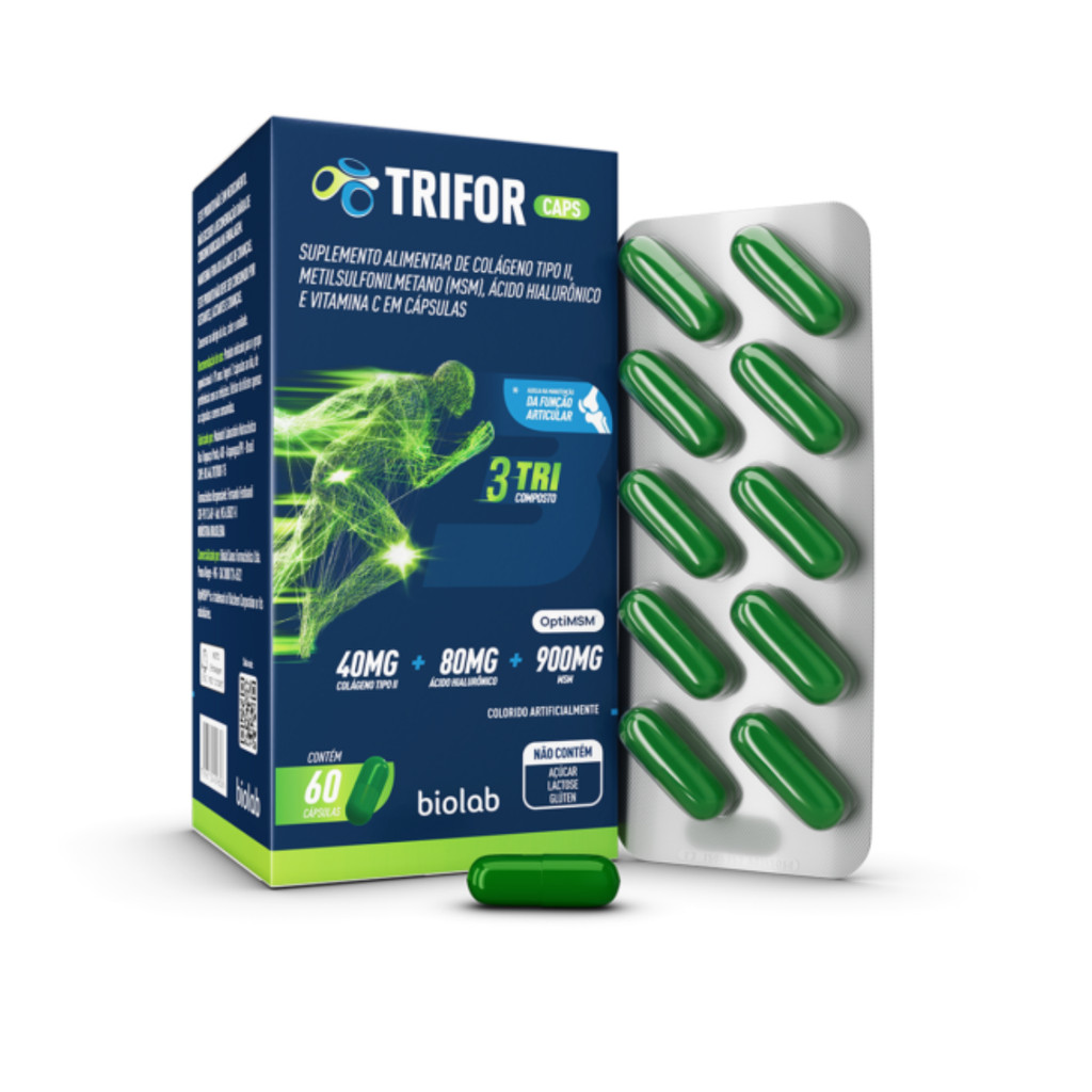 Trifor Caps 60 Cápsulas Colágeno Com MSM - Biolab | Shopee Brasil