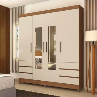 Guarda-Roupa Casal Mônaco com 4 Portas 6 Gavetas e Espelho 195cm Demóbile em Oferta na Shopee