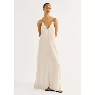 Vestido Longo Peach Touch Evasê em Oferta na Shopee