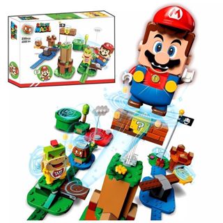 Super Mario Building Block Toys Mario Adventure Starter-Level Set Saco de brinquedos montado em Oferta na Shopee