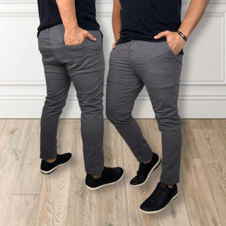 Calça de SARJA Masculina FIT com Elastano Slim Casual Tradicional Bolso Embutido Skinny