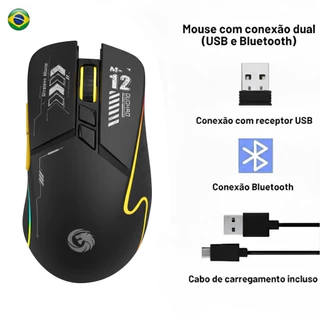 Mouse Sem Fio Bluetooth Recarregável Uniwity - Com LED RGB, Design Ergonômico e Cliques Silenciosos