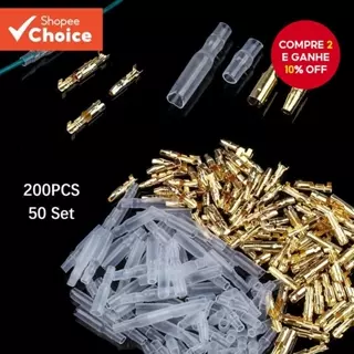 Terminais De Crimpagem De Bala , Conector De Motocicleta , Soquete Com Capa De Manga Isolante , 50 Conjuntos/200 Peças 3 em Oferta na Shopee
