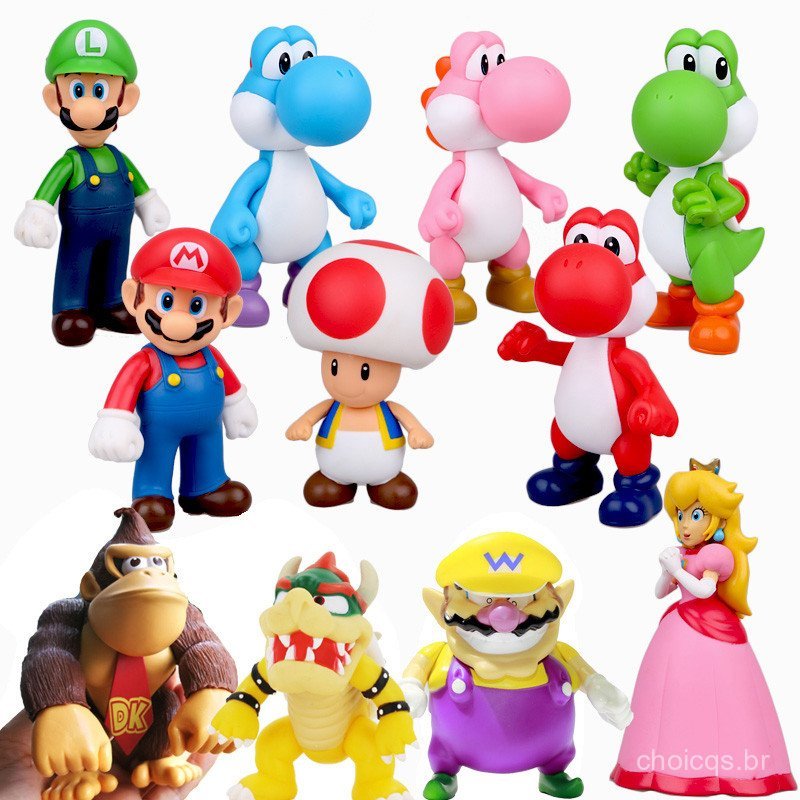 5'' Super Mario Luigi Bowser Koopa Yoshi Donkey Kong Wario Figuras Do Jogo Koopa Troopa Toad Princesa Peach Dolls Kids T em Oferta na Shopee