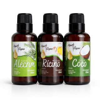 Kit Óleo Capilar Cronograma Terapia Capilar 100% Natural 60ml - Nutrição, Hidratação e Reconstrução Vegana Sem Parabenos