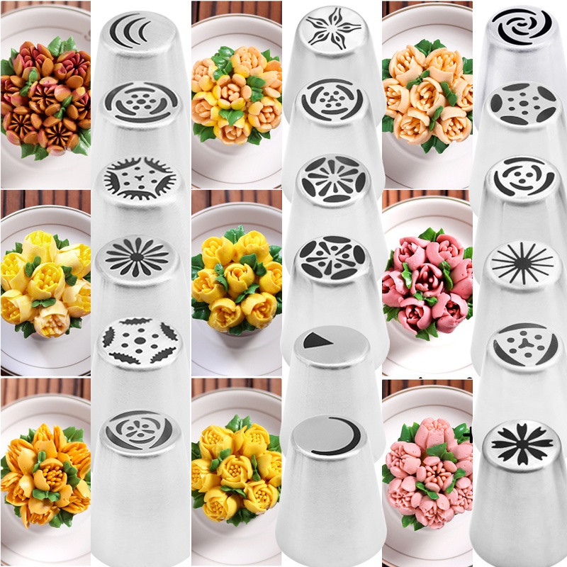 9Pcs/Set Bicos De Tulipas Russos De Aço Inoxidável Dicas De 