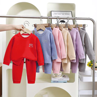 Roupa Interior Térmica Infantil Meninos Lã Seda Sem Costura Long Johns Inverno Conjunto Confortável de Roupa de Casa par em Oferta na Shopee