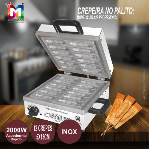 Máquina De Crepe No Palito Crepeira 12 cavidades Prof. - Ino