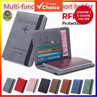 Capa De Passaporte De Couro Com Proteção Rfid, Capa Para Cartão De Crédito E Cartão Sim De Viagem em Oferta na Shopee