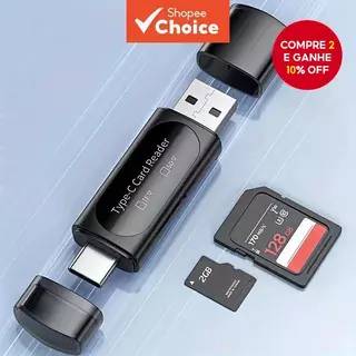 Leitor De Cartão Type C USB Porta Dupla TF SD Transferência De Dados De 5 Gbps Para Laptop , Telefone , Tablet em Oferta na Shopee