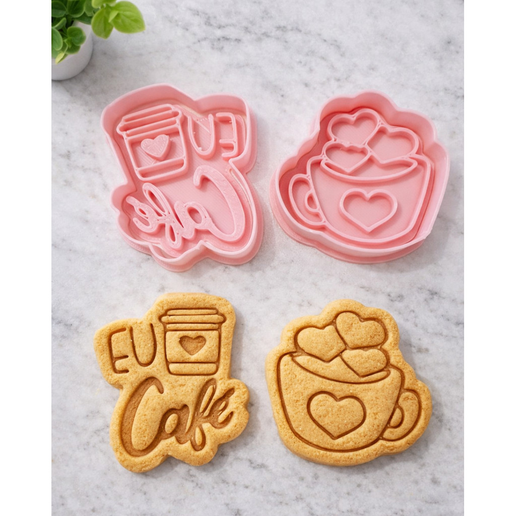 Kit Cortador De Biscoito Xícara Copo De Café Chá Coração 4cm