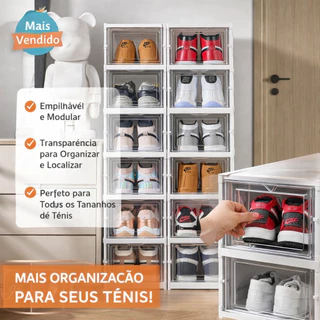 Sapateira Transparente 9 Andares com Porta Frontal – Organizador Dobrável Empilhável Anti Poeira em Oferta na Shopee
