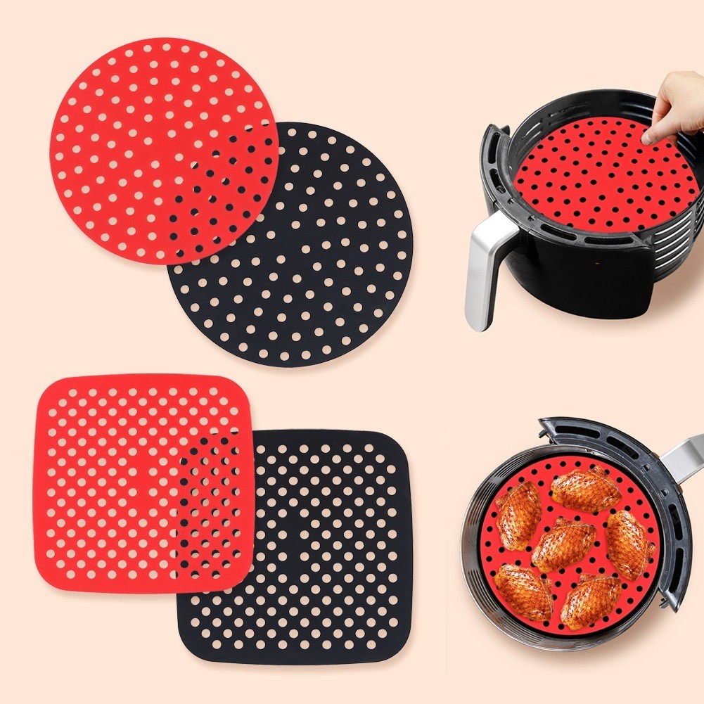 KIT 4 Tapete Silicone Air Fryer Tapete Protetor Fritadeira Antiaderente 21CM Quadrado