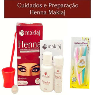 Kit Sobrancelha Henna Profissional 5 Cores + Gel Fixador + 3 Lâminas Navalha / Design e Coloração Express - WL em Oferta na Shopee