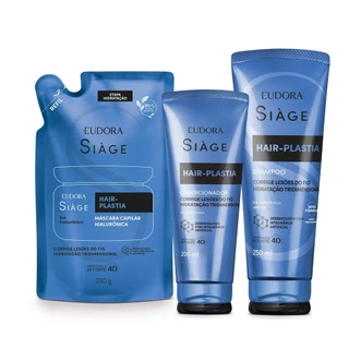 Combo Siàge Hair-Plastia: Shampoo 250ml + Refil Máscara Capilar 250g + Condicionador 200ml em Oferta na Shopee