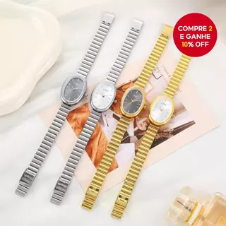 Relógio Feminino Chique Com Escala Listrada Magnético Para Mulheres Dourado-Um Presente De Feriado Elegante Da Moda em Oferta na Shopee