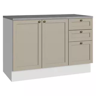 Balcão de Pia 120 cm 2 Portas 3 Gavetas (Com Tampo) Branco/Crema Vik Madesa em Oferta na Shopee