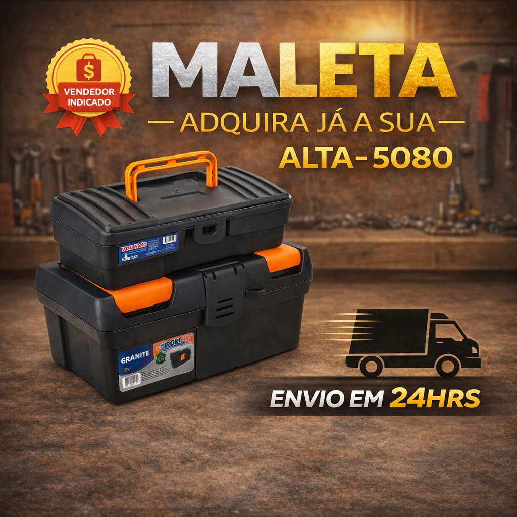 Kit 2 Maletas de Ferramentas Organizadoras Plásticas Duráveis Caixa para Oficina Casa Trabalho