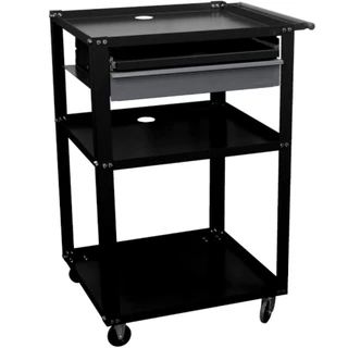 Rack móvel aberto para computador com gaveta - Dark - Presto em Oferta na Shopee