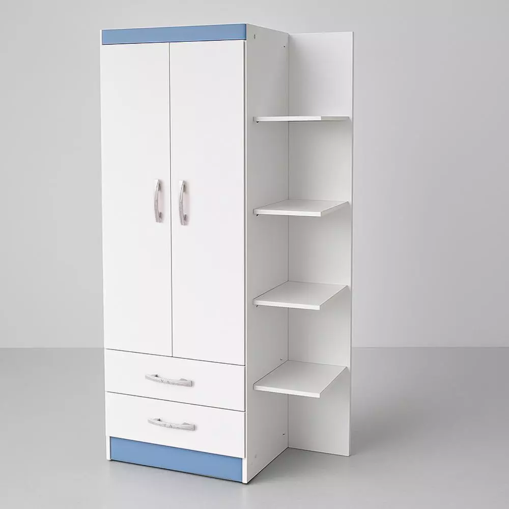 Guarda-Roupa Infantil Atalaia 2 Portas 2 Gavetas com 4 Prateleiras Externas
