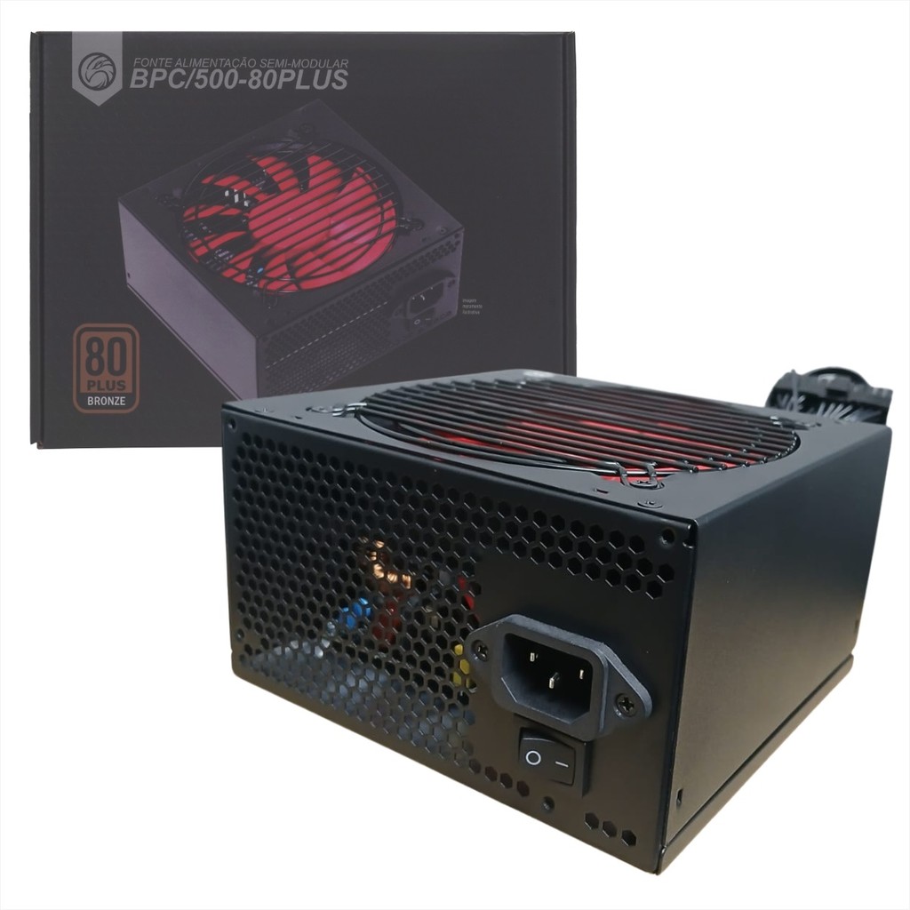 Fonte 500W Brazil PC BPC/500-80PLUS/B - ATX - Semimodular - PFC Ativo ...