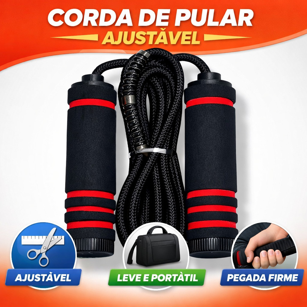Corda de Pular Ajustável Nylon | Treino Cardio Fitness em Casa | Adulto ...