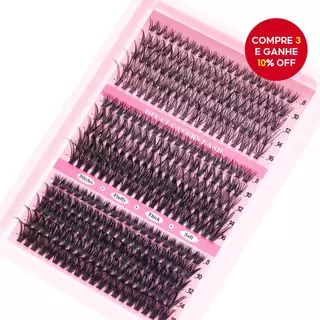 Extensões de Cluster DIY, 3 Estilos Mistos, 300PCS, 8-16mm D Curl, Cílios Individuais Volumosos e Fofos para Realce dos em Oferta na Shopee