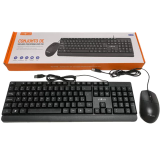 Kit teclado mouse usb com fio padrão home office simples barato pc notebook trabalho