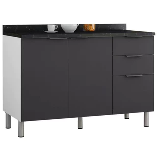 Balcão Triplo Rubi com 2 Portas e 3 Gavetas Bartira em Oferta na Shopee