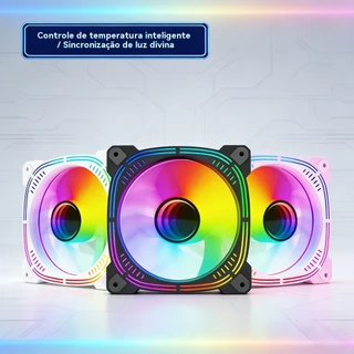 Cooler Fan Gamer RGB Arco-Íris 1500 RPM | 12V 3-Pin Refrigeração Eficiente para CPU