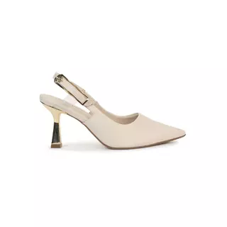 Scarpin Slingback Bebecê Salto Geométrico com Fivela em Oferta na Shopee