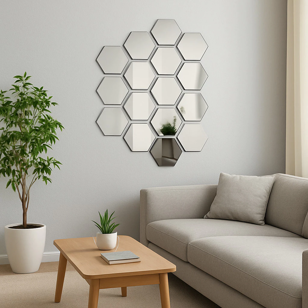Espelhos Adesivos Decorativos Hexágonos