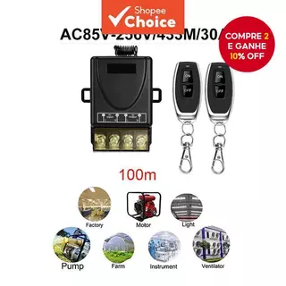 AC220V433MHZ/30A1 Controle Remoto Sem Fio Interruptor Liga/Desliga 2 Unidades Para Irrigação Agrícola Com Bomba em Oferta na Shopee