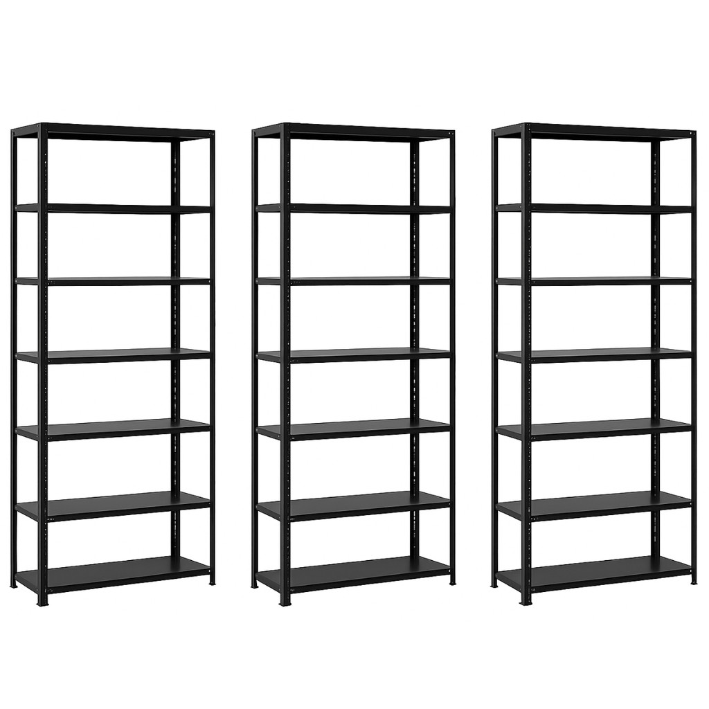 Kit 3 Prateleira Estante Armário Aço 6 Bandejas 60cm Preto R