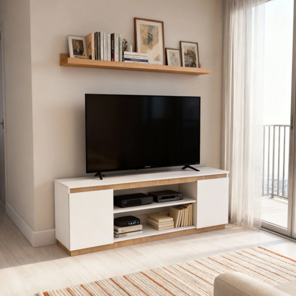 Rack Moderno 130cm para Tv com Porta Cava e Base com Rodapé | Shopee Brasil