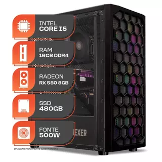 PC Gamer Forge, Intel i5 8ª Geração, RX 580 8GB, 16GB DDR4, SSD 480GB, 500W 80 Plus em Oferta na Shopee