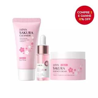 LAIKOU Sakura Fac e Cleanser 50g + Serum 17ml + Creme Facial 25g Conjunto De Cuidados Com A Pele em Oferta na Shopee