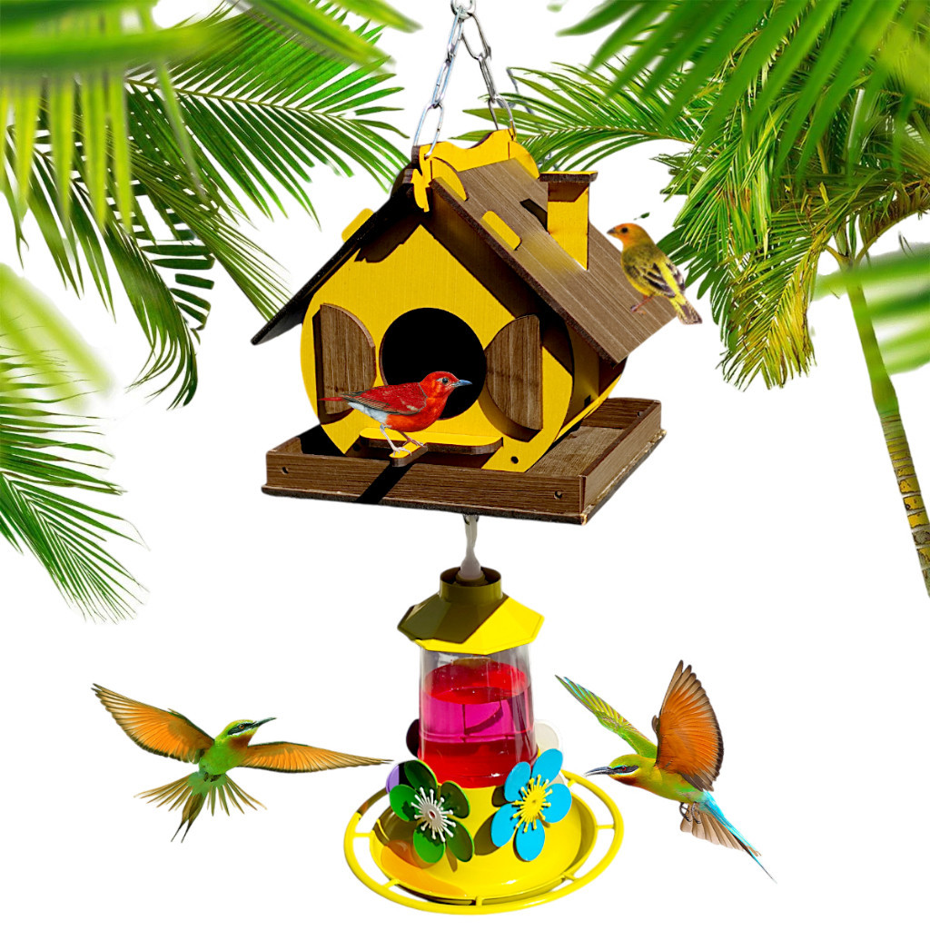 Casinha De Passarinhos Canários Da Terra Bebedouro Beija-flor | Shopee ...