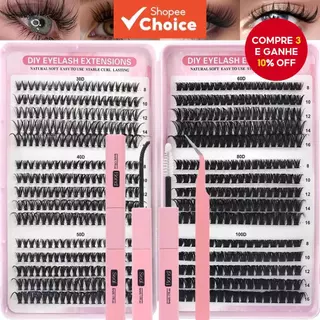 Kit De Cluster De Cílios DIY 30D-100D 8-16MM Mix-Extensões De Banda Fina De Volume Com Vedação De Ligação E Pinça em Oferta na Shopee